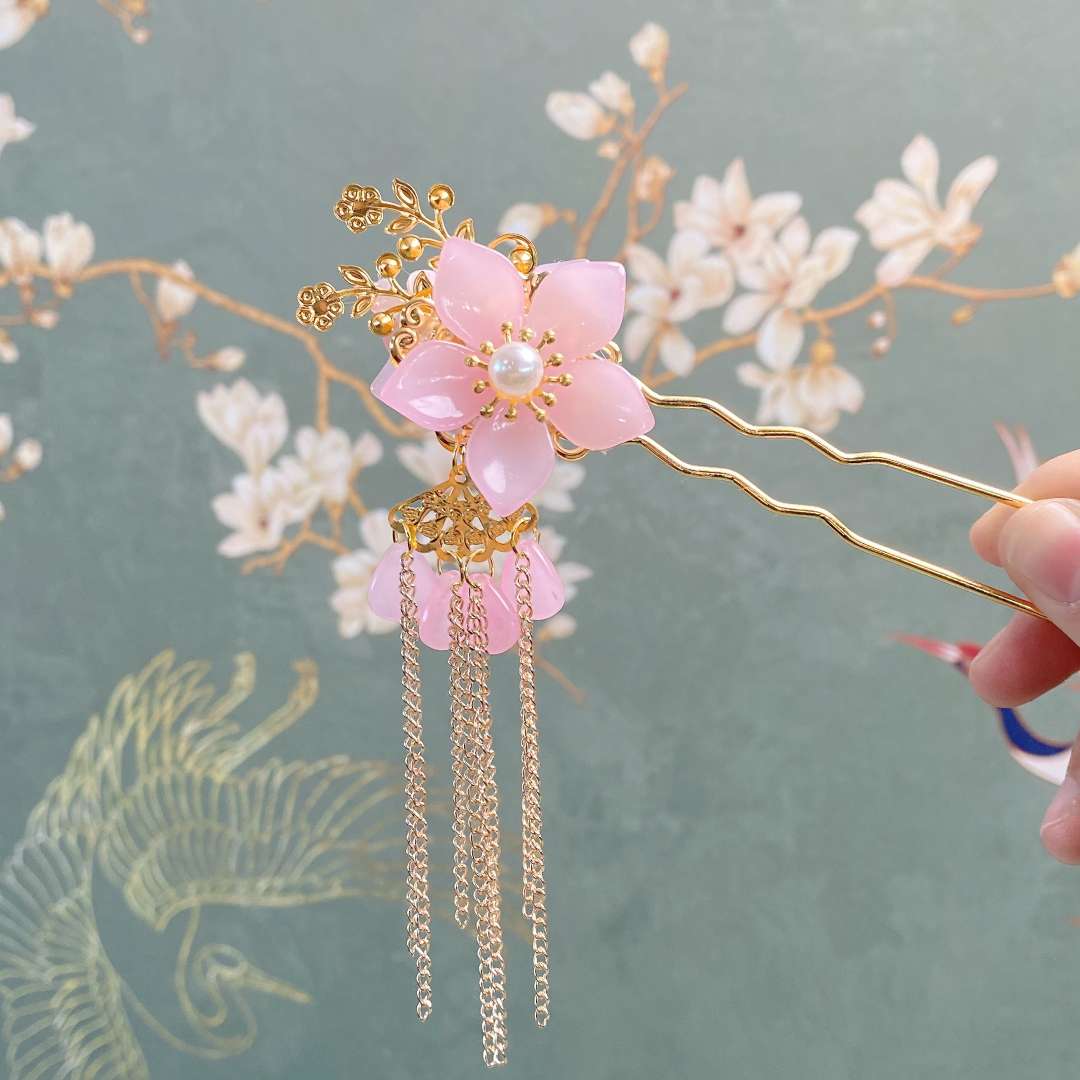 Children's ancient-style Hanfu hairpins, stepping tassel princess hairpins and hair accessories, 2023 new style girls' ancient-style headwear hairpins Specification image