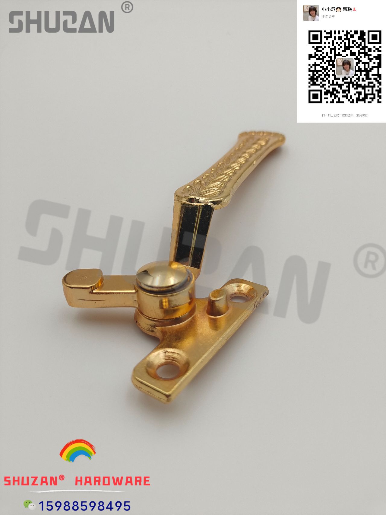 Window and door accessories: Golden window handles in multiple specifications, high-end Specification image