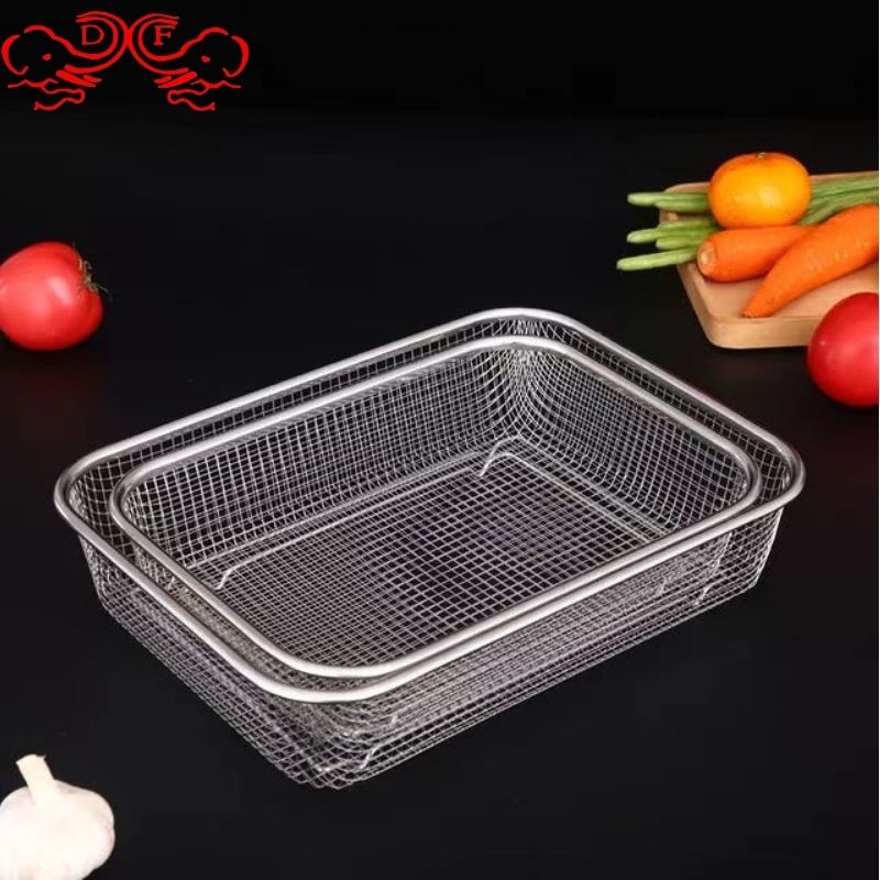 DF99457 stainless steel fruit basket, draining basket, rectangular net basket, kitchen vegetable washing basket, stainless steel net basket, DF Trading house Application Scenario