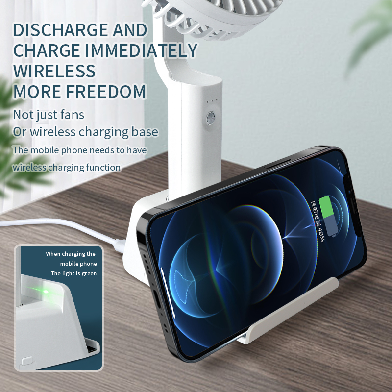 Soporte de carga inalámbrico para teléfono pequeño ventilador de escritorio pequeño ventilador de escritorio de mano pequeño ventilador usb mini ventilador pequeño Specification image