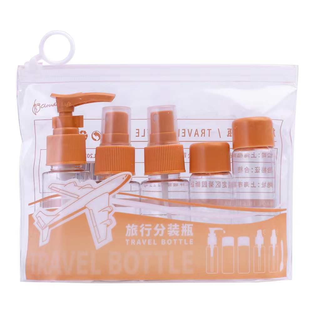 Portable travel bottle 7-piece set of hair care set, skin care sample bottle, round cap bottle