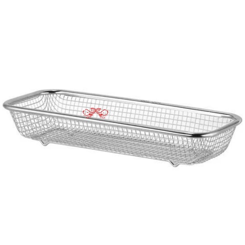 DF99457 stainless steel fruit basket, draining basket, rectangular net basket, kitchen vegetable washing basket, stainless steel net basket, DF Trading house Specification image