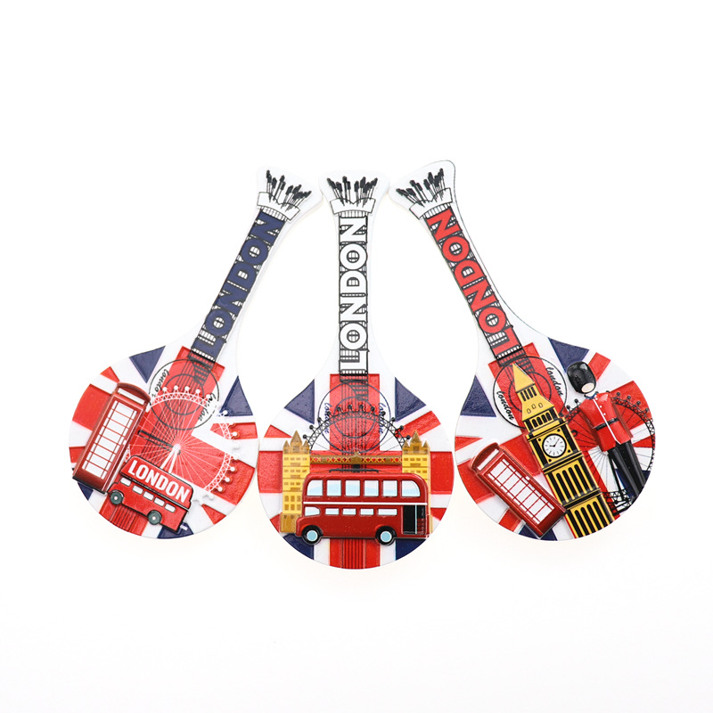 专业厂家定制 英国伦敦系列冰箱贴 英国伦敦吉他小提琴3D立体彩印树脂冰箱贴旅游纪念品