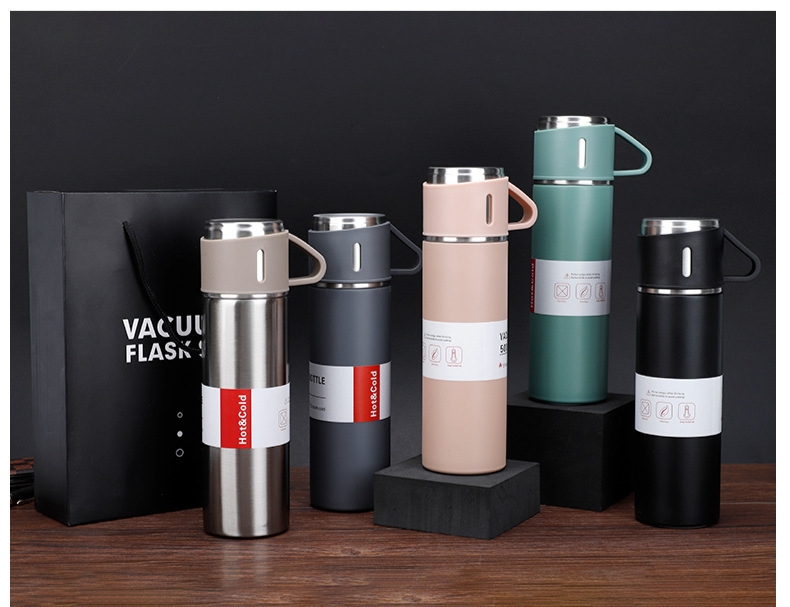 304 Gift cup set: One three-lid insulated cup, water cup, tea cup