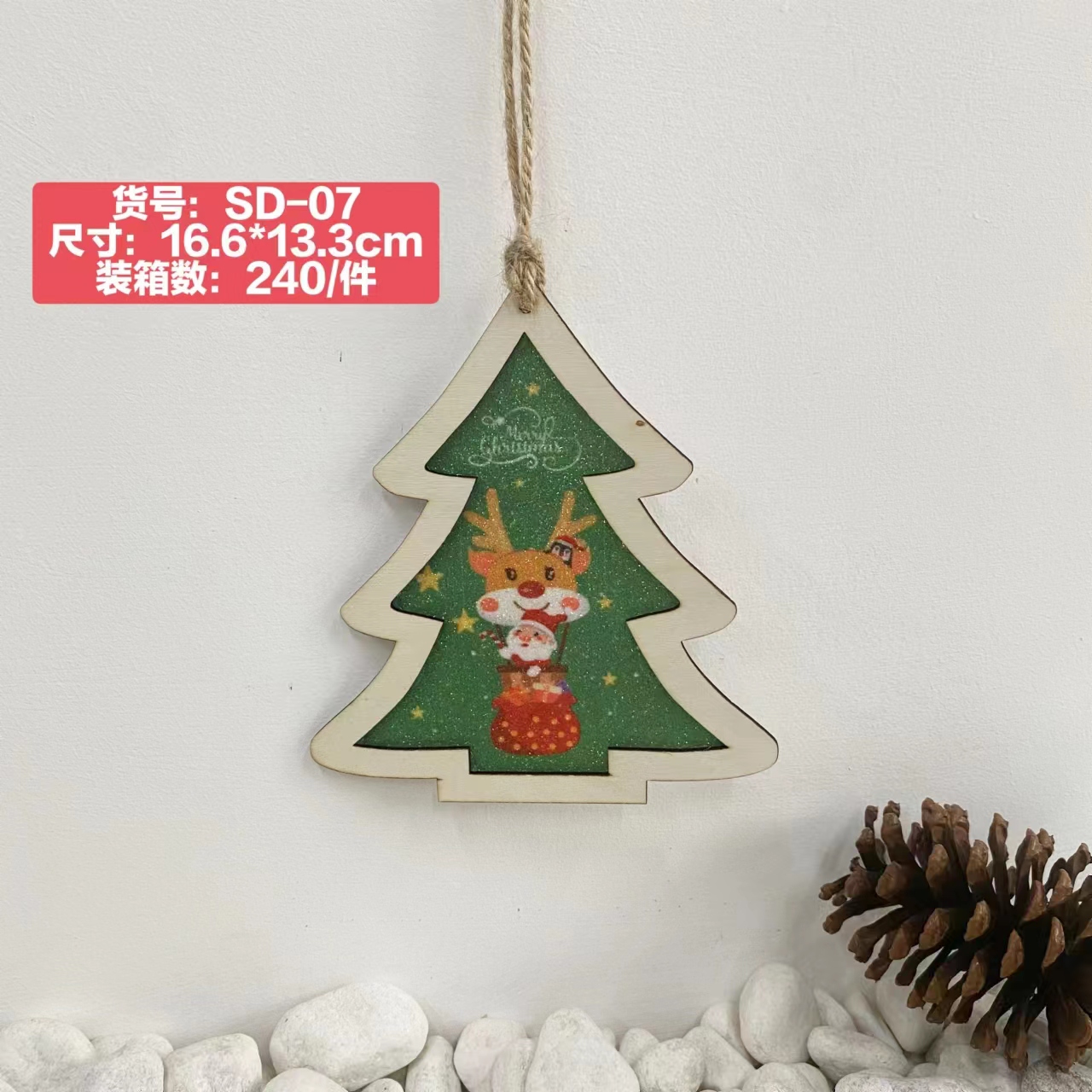 Cross-border new Christmas decorations, wooden handicrafts, home decoration, door and wall hangers, Santa Claus details Picture