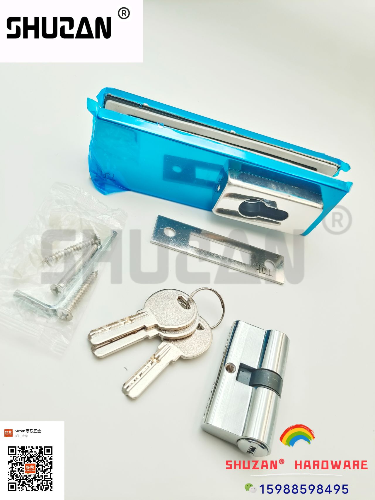 Shuzan cerradura de puerta de acero inoxidable personalizada accesorios bisagras hidráulicas cerradura de puerta antirrobo tirador de puerta central cerradura de cierre cerradura de puerta de vidrio especial para oficina