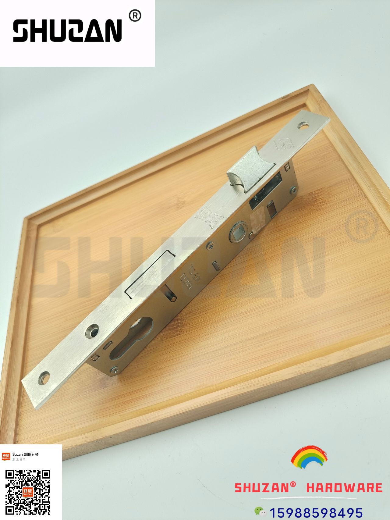 Shuzan wooden door lock tongue accessories, anti-theft door stainless steel reinforced door lock core, door handle, lock buckle fastening set Item Picture
