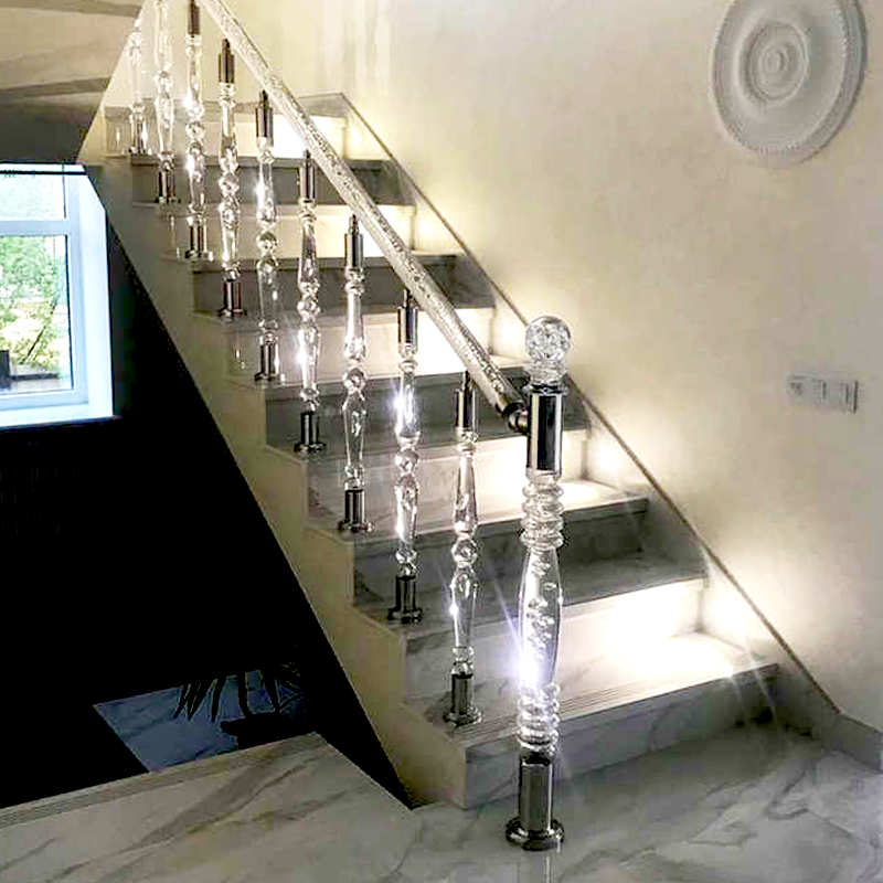 亚克力楼梯立柱有机玻璃扶手豪华室内外装修建材透明水晶栏杆护栏详情图2