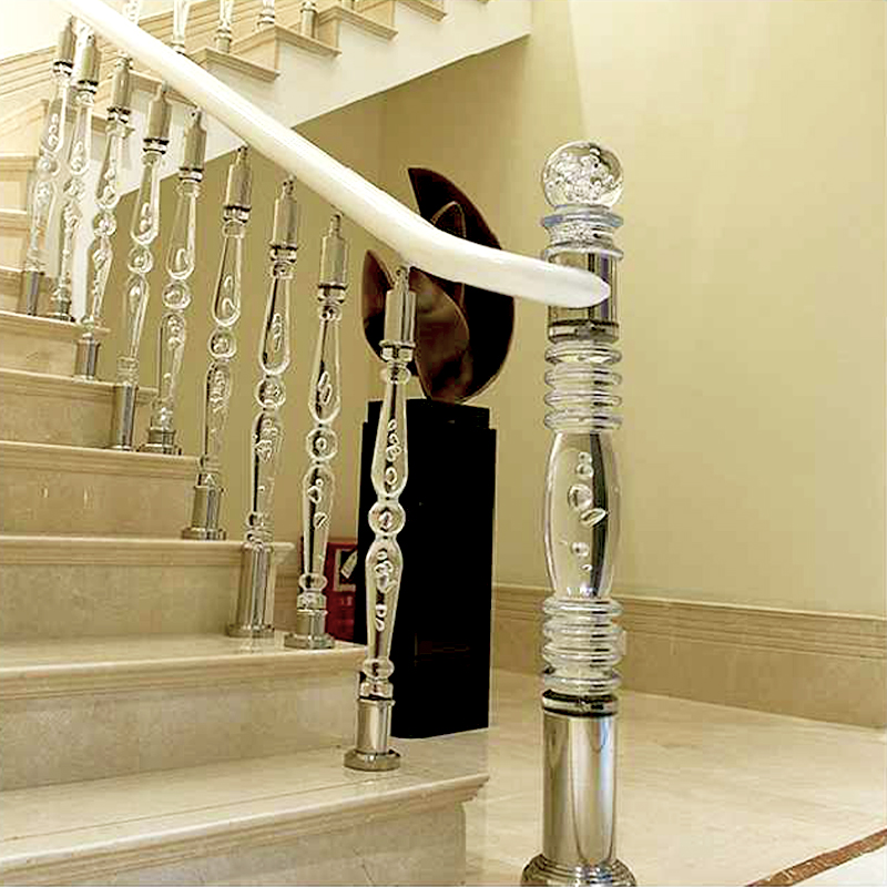亚克力楼梯立柱有机玻璃扶手豪华室内外装修建材透明水晶栏杆护栏详情图3