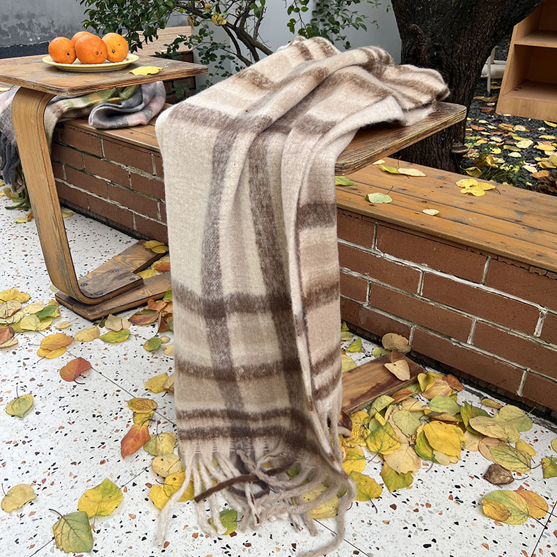 Korean Version Fringe Plaid Scarf
