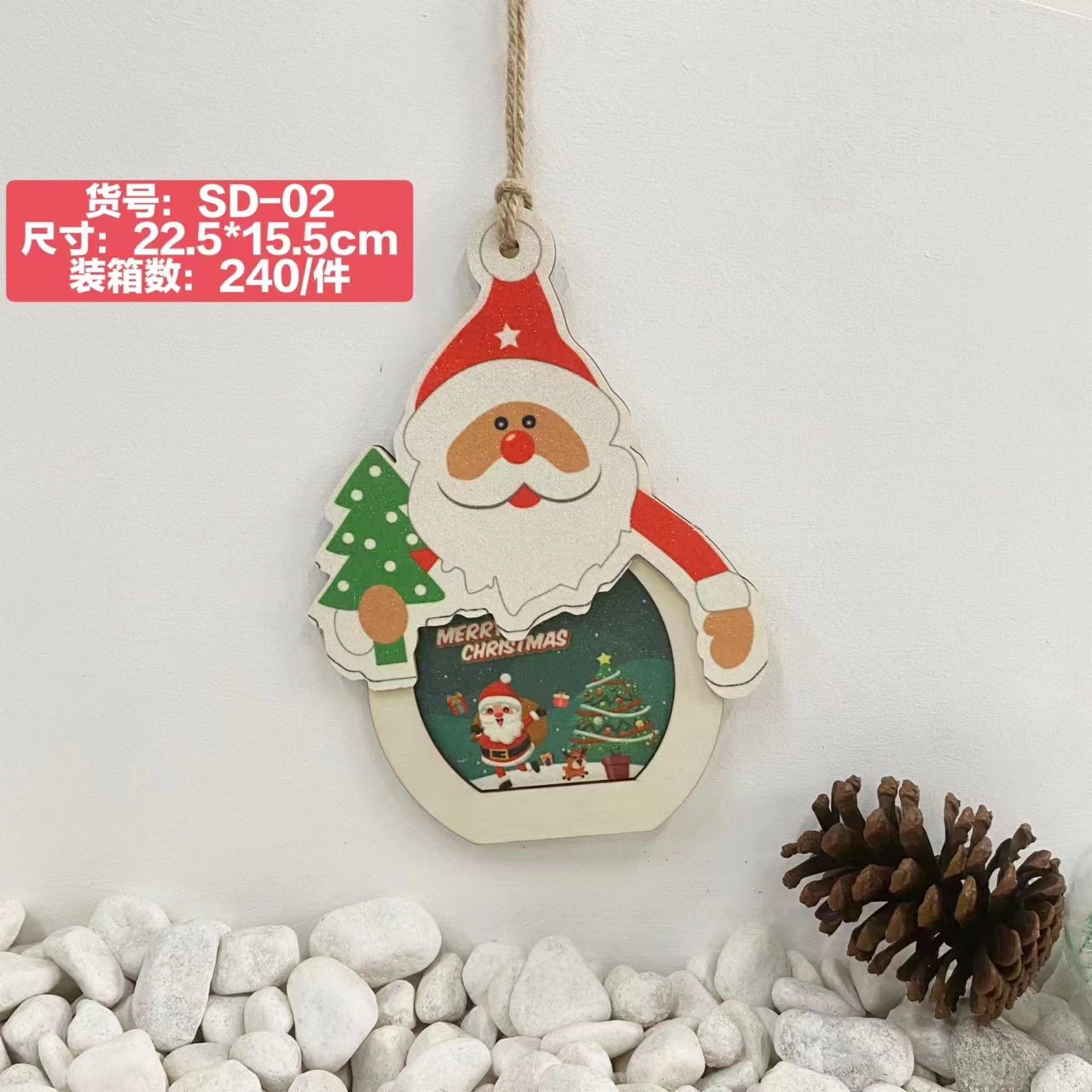 Cross-border new Christmas decorations, wooden handicrafts, home decoration, door and wall hangers, Santa Claus Application Scenario
