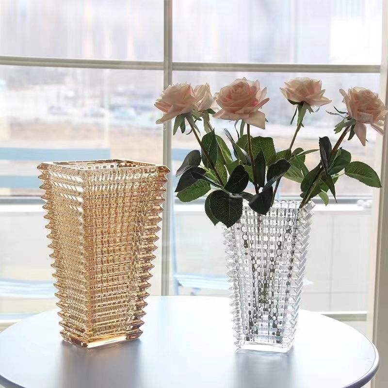  创意简约水晶玻璃花瓶  水养插花 玻璃花瓶 透明玻璃客厅装饰摆件  15FX