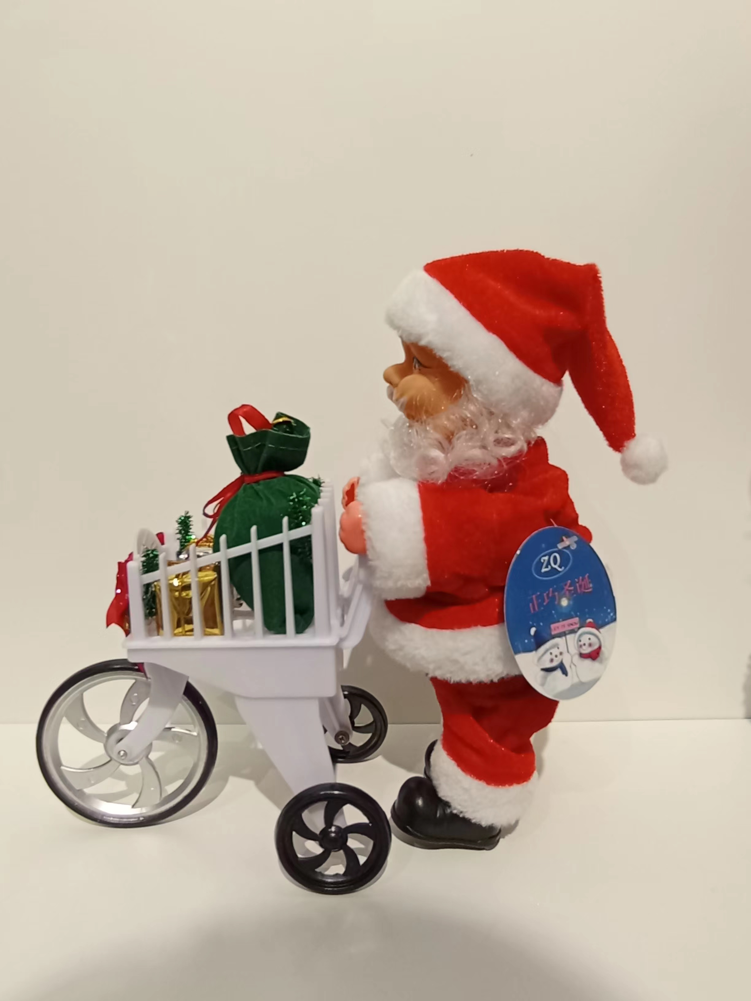 9123 Christmas Series Santa Claus Toys Santa Claus Stroller with Music, Green Gift Pack, Running Mini Electric vehicle Specification image