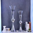 现代电镀玻璃金银色明料花瓶摆件 样板间客厅插花器轻奢软装饰品玻璃工艺品礼品
