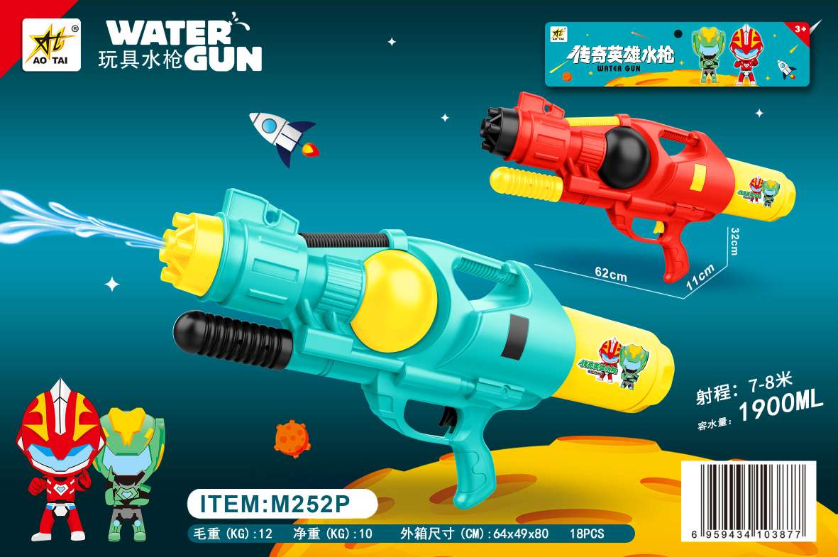 大孔水枪，两款颜色混装，可容量1.9升水。