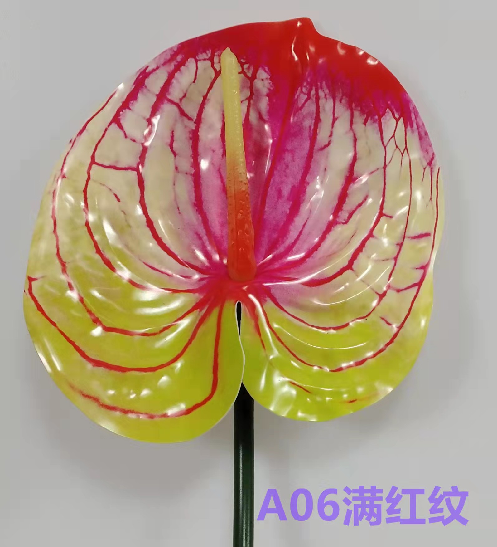 单支过胶红掌家居客厅装饰Pu塑料假花外贸款详情图7