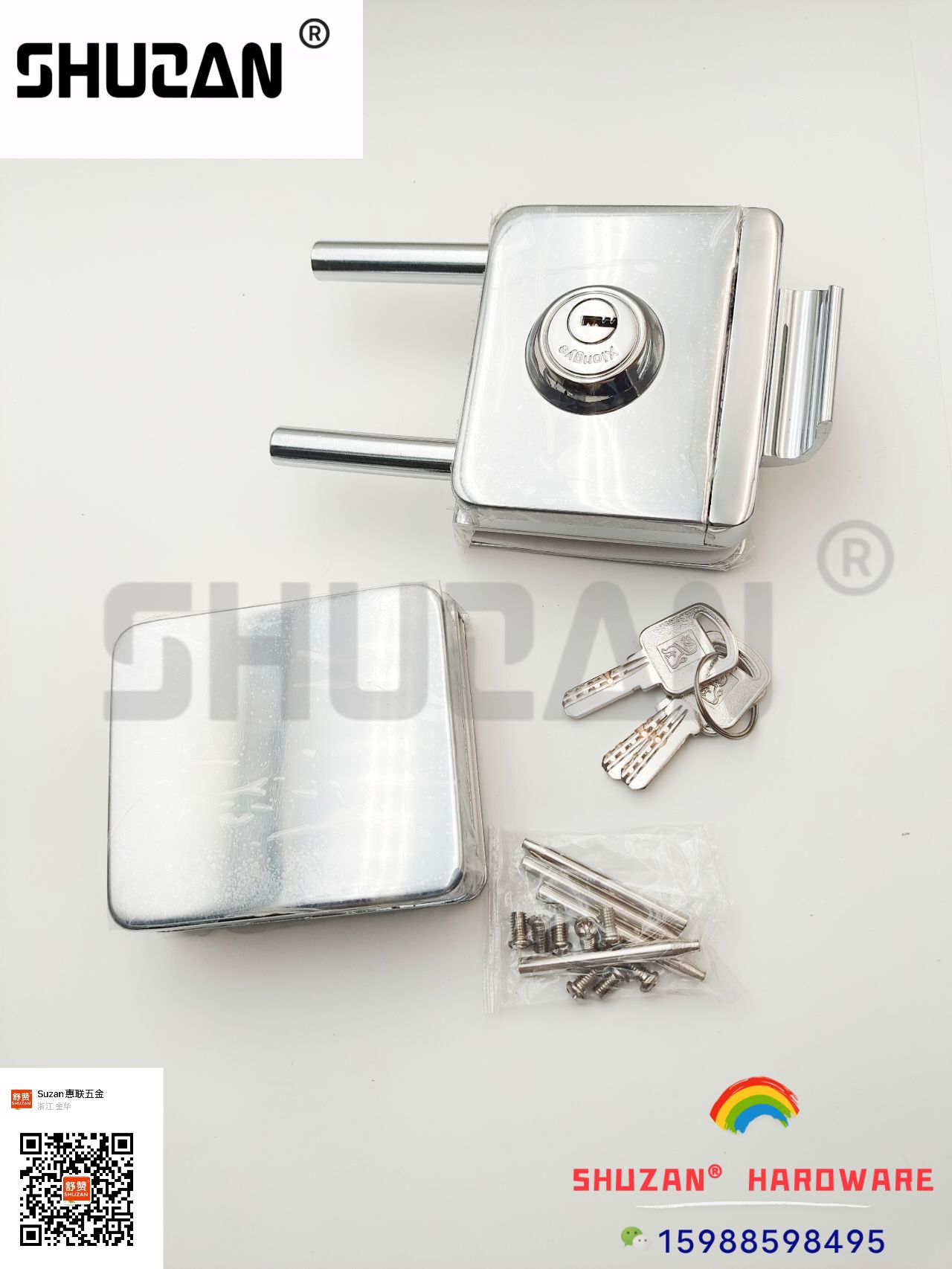 The double-column glass door lock is sturdy and stable, made of stainless steel exclusively for foreign trade Item Picture
