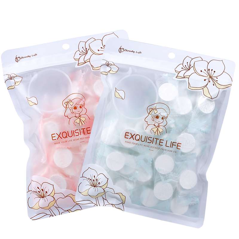 50 pieces of mask in a bag + a small bowl of disposable compressed mask sheet for travel. Item Picture
