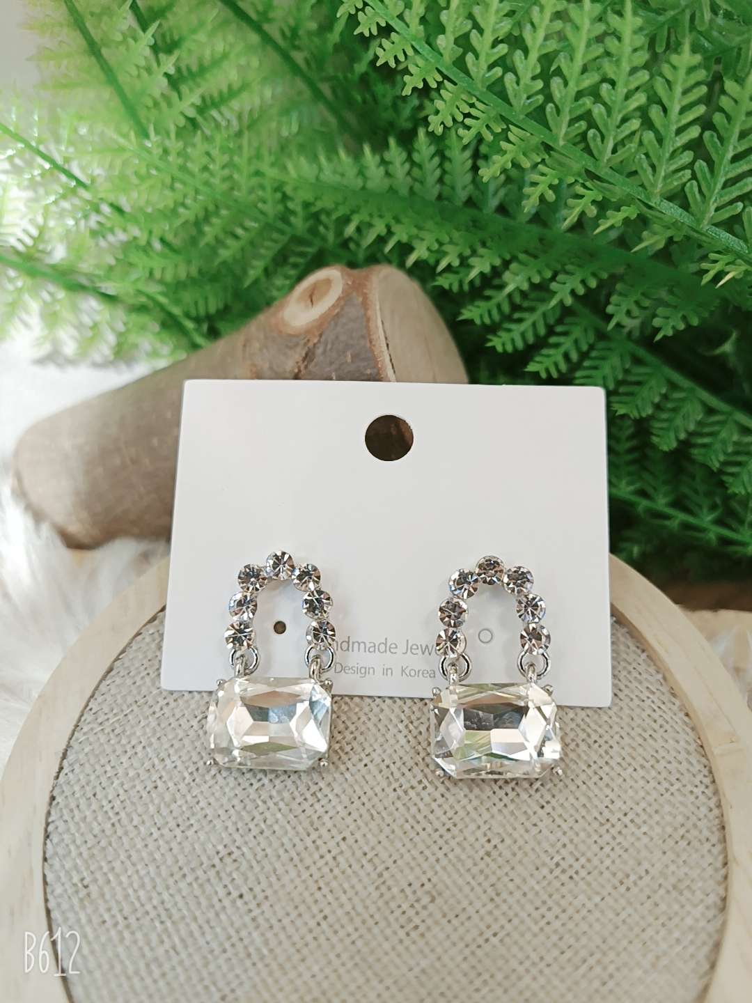 《一打装》韵之恋饰品爆款网络 流行大玻璃戒面合金点钻大耳环