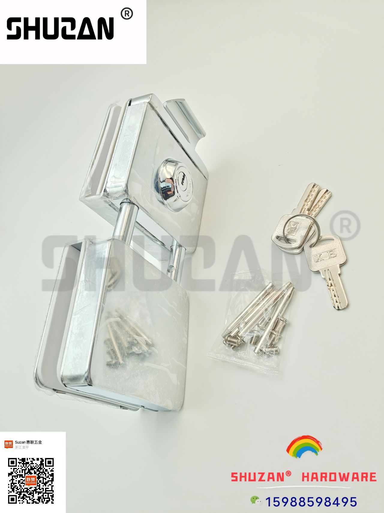 The double-column glass door lock is sturdy and stable, made of stainless steel exclusively for foreign trade details Picture