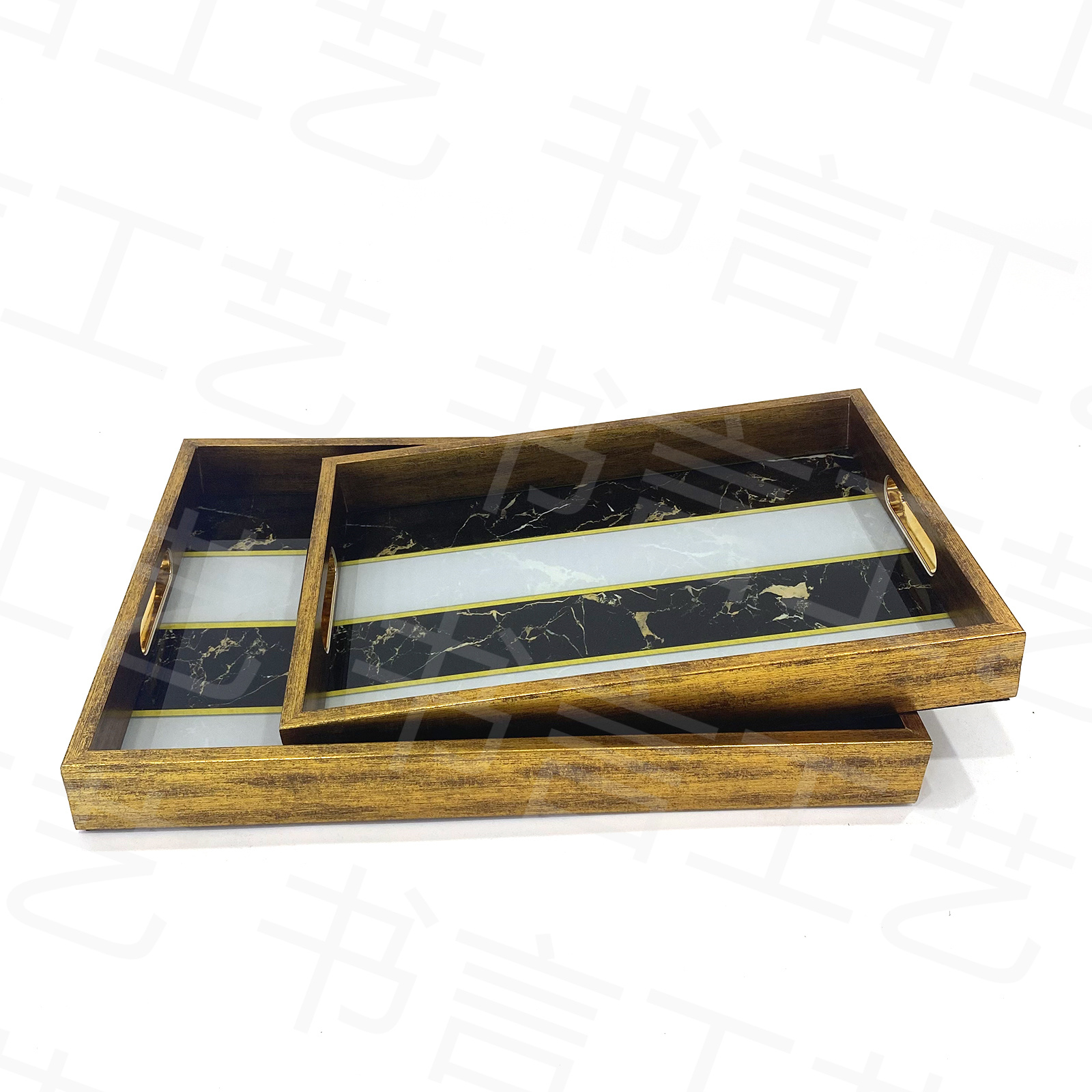 高档轻奢托盘 复古金托盘 长方形水果盘 餐厅客厅收纳盘金色蛋糕盘家居生活品