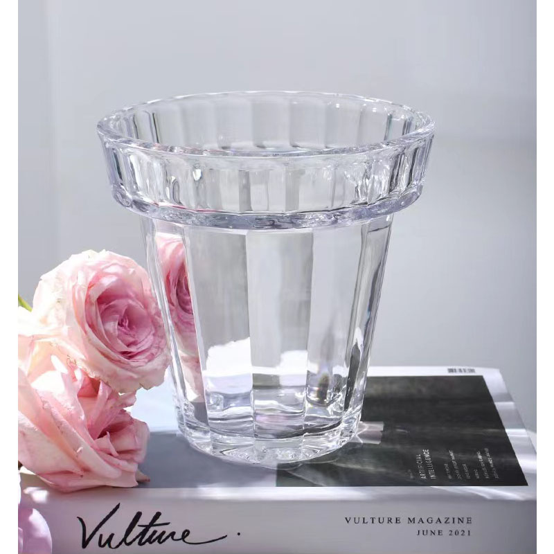 Yuxing's 2023 new thickened crystal glass vases for flowers, succulents, pothos potted plants, indoor living room and kitchen ice buckets, creative decoration handicrafts and ornaments Specification image