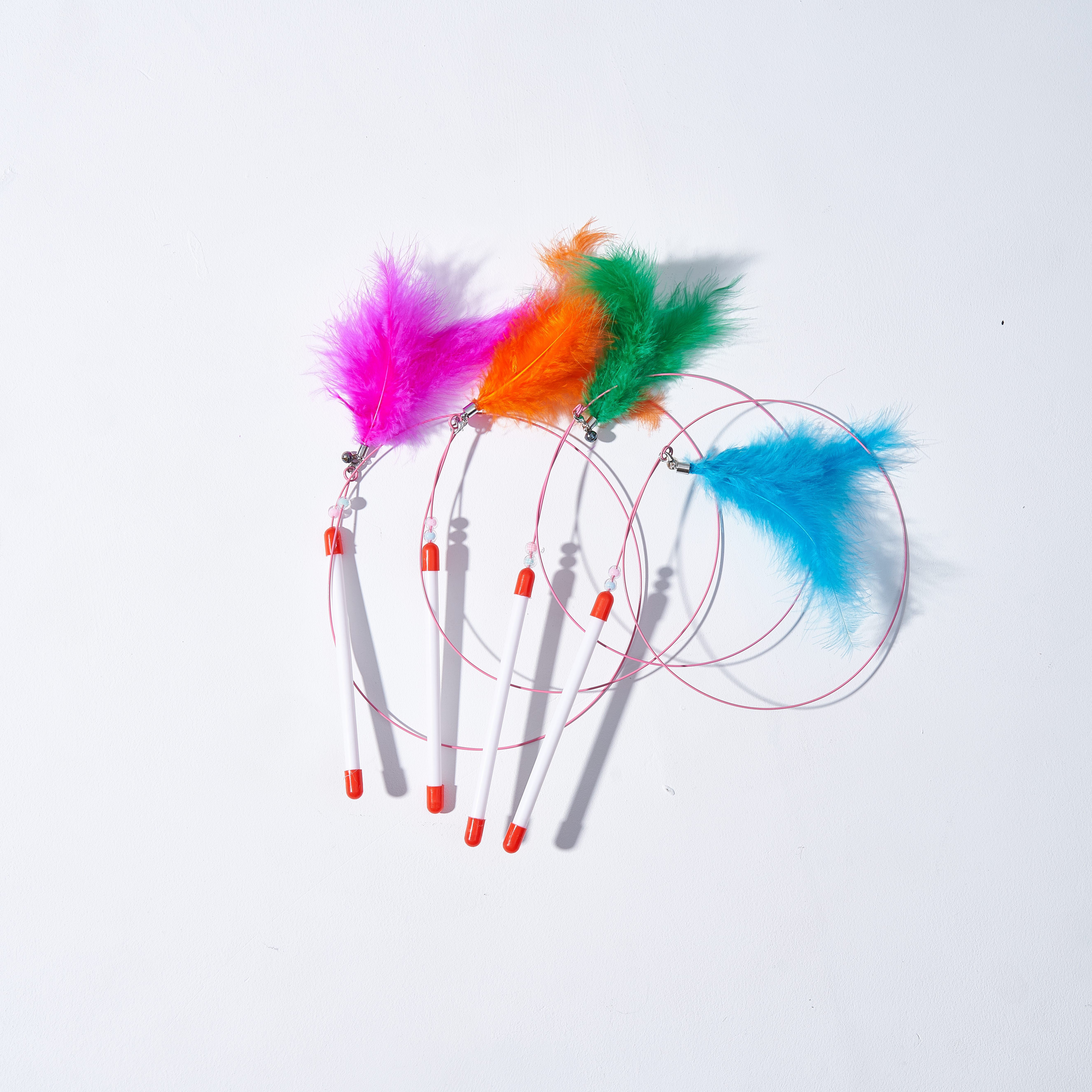 长铁丝羽毛逗猫棒