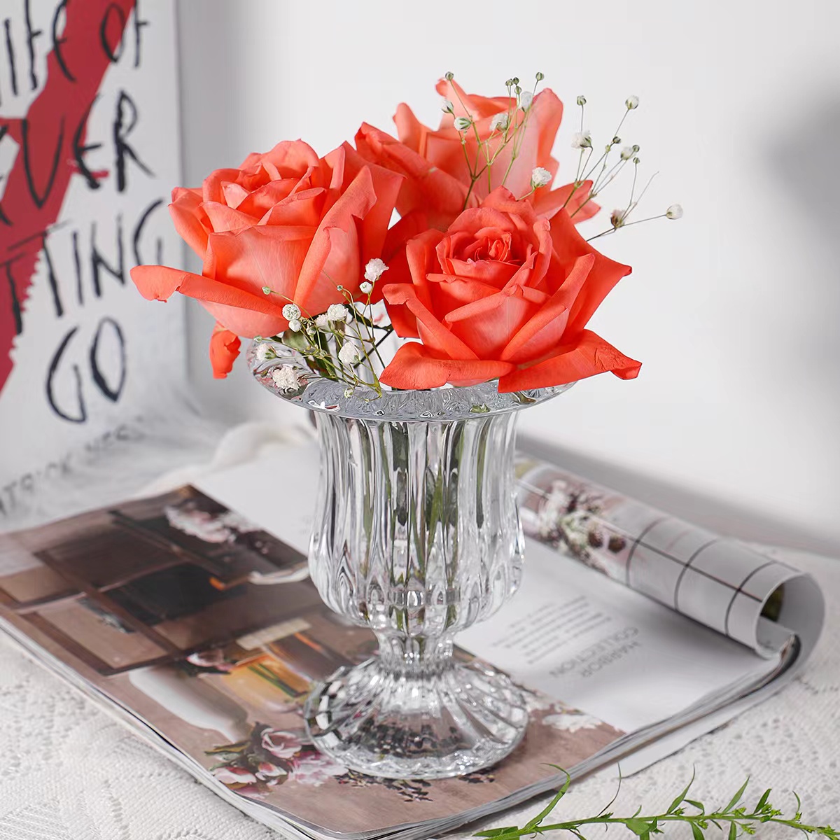 Yuxing's 2023 new thickened crystal glass vase for flowers, succulents, rose POTS, indoor living room creative decoration handicrafts and ornaments Specification image