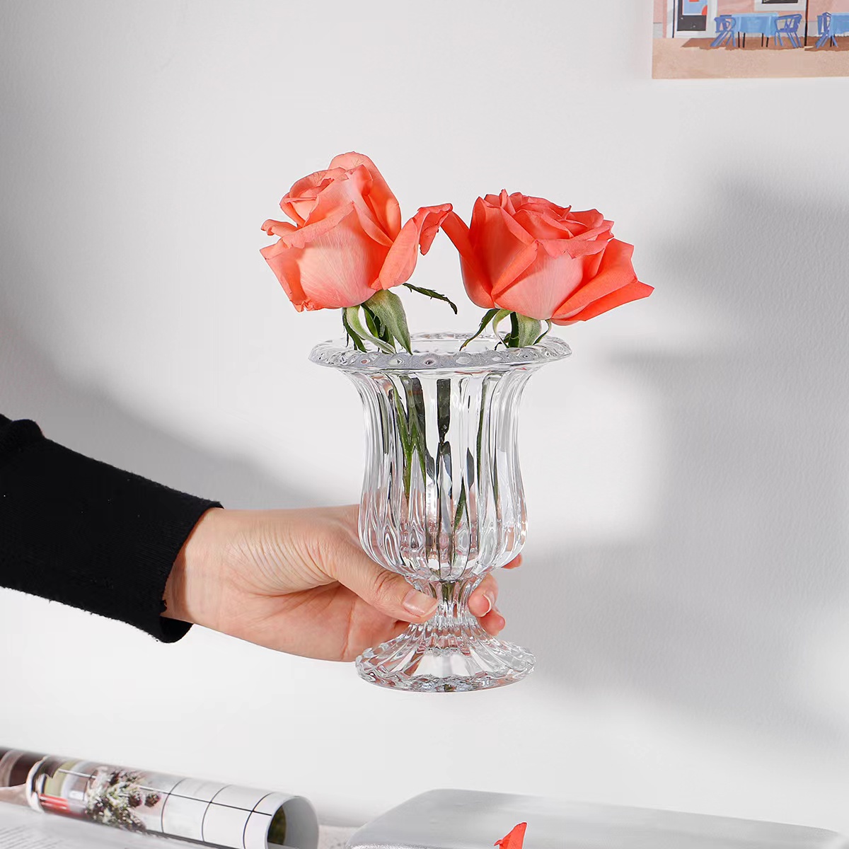 Yuxing's 2023 new thickened crystal glass vase for flowers, succulents, rose POTS, indoor living room creative decoration handicrafts and ornaments