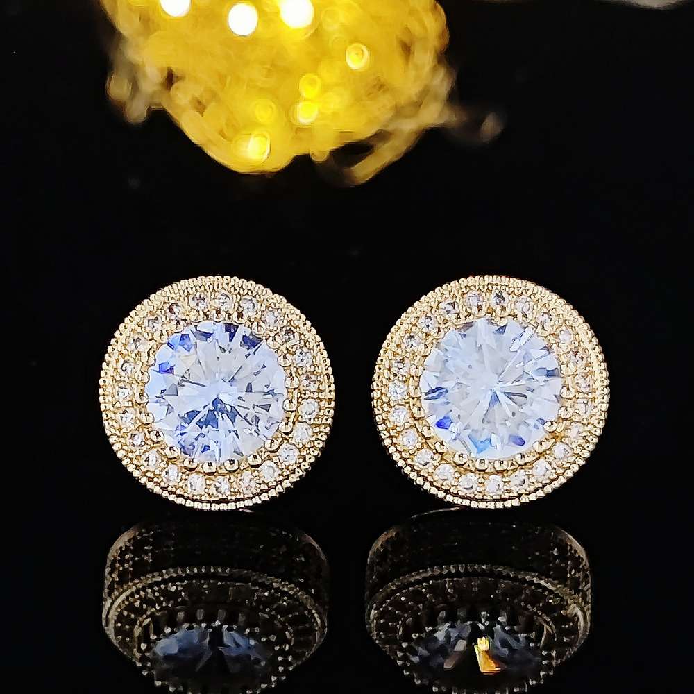 Classic and versatile round zircon stud earrings that sell well in Europe and America are fashionable for women detail image 7