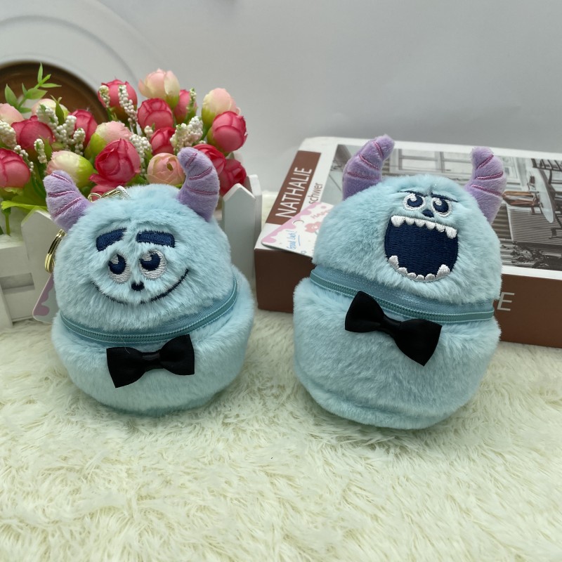 可爱毛怪苏利文毛绒公仔钥匙扣耳机口红收纳盒创意卡通玩偶挂件