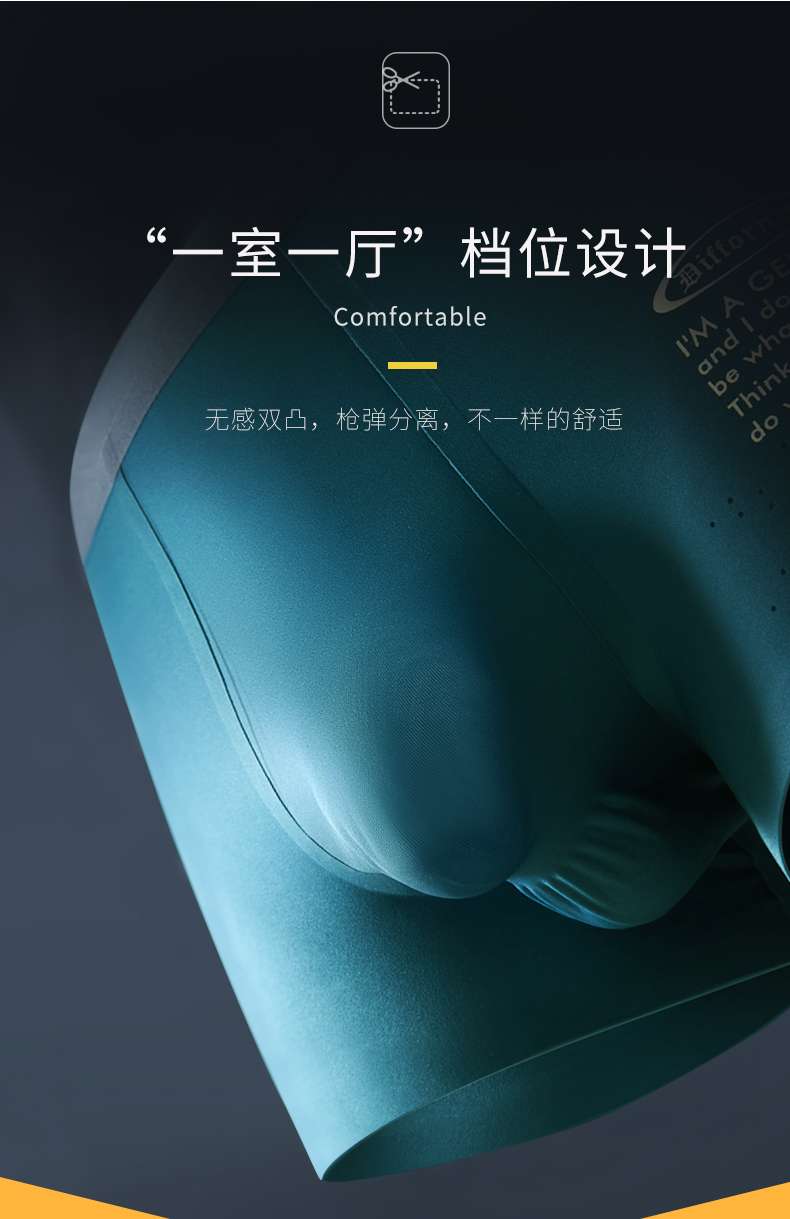 DIF3279:第五代专利双囊袋一室一厅全无痕男士内裤（1条盒装）颜色可选细节图