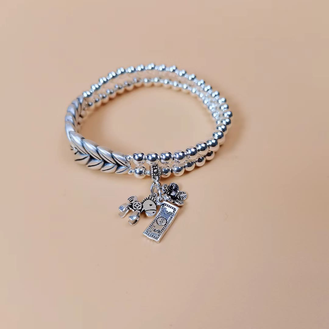 Jingpuli Jewelry Wheat Ear Bracelet to Celebrate the Harvest 925 Silver bracelet details Picture