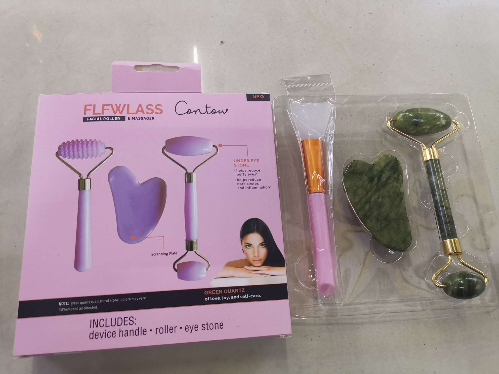 Facial roller massager, V-face gua sha board, double roller eye lifting package tool, slimming face wonder, beauty salon detail image 2