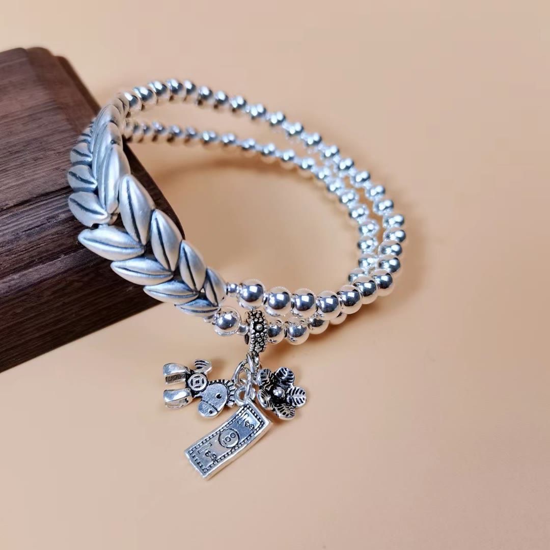 Jingpuli Jewelry Wheat Ear Bracelet to Celebrate the Harvest 925 Silver bracelet Application Scenario