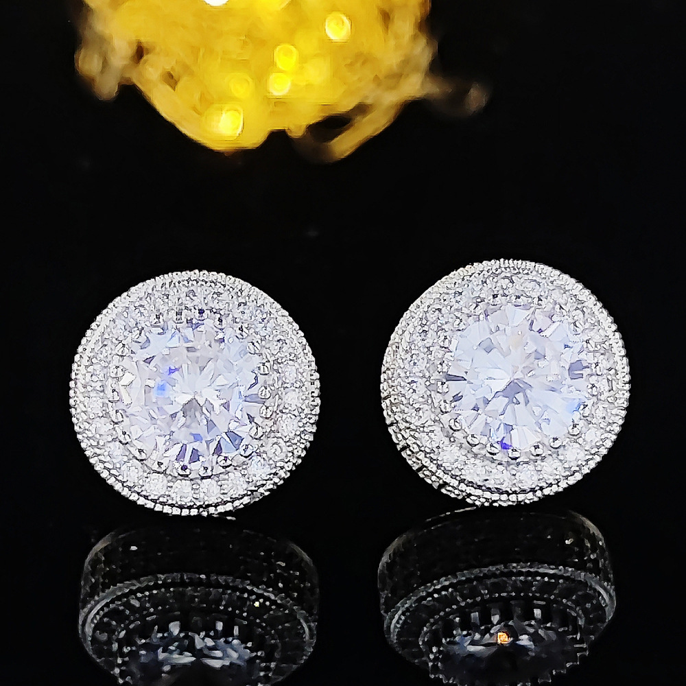 Classic and versatile round zircon stud earrings that sell well in Europe and America are fashionable for women detail image 6