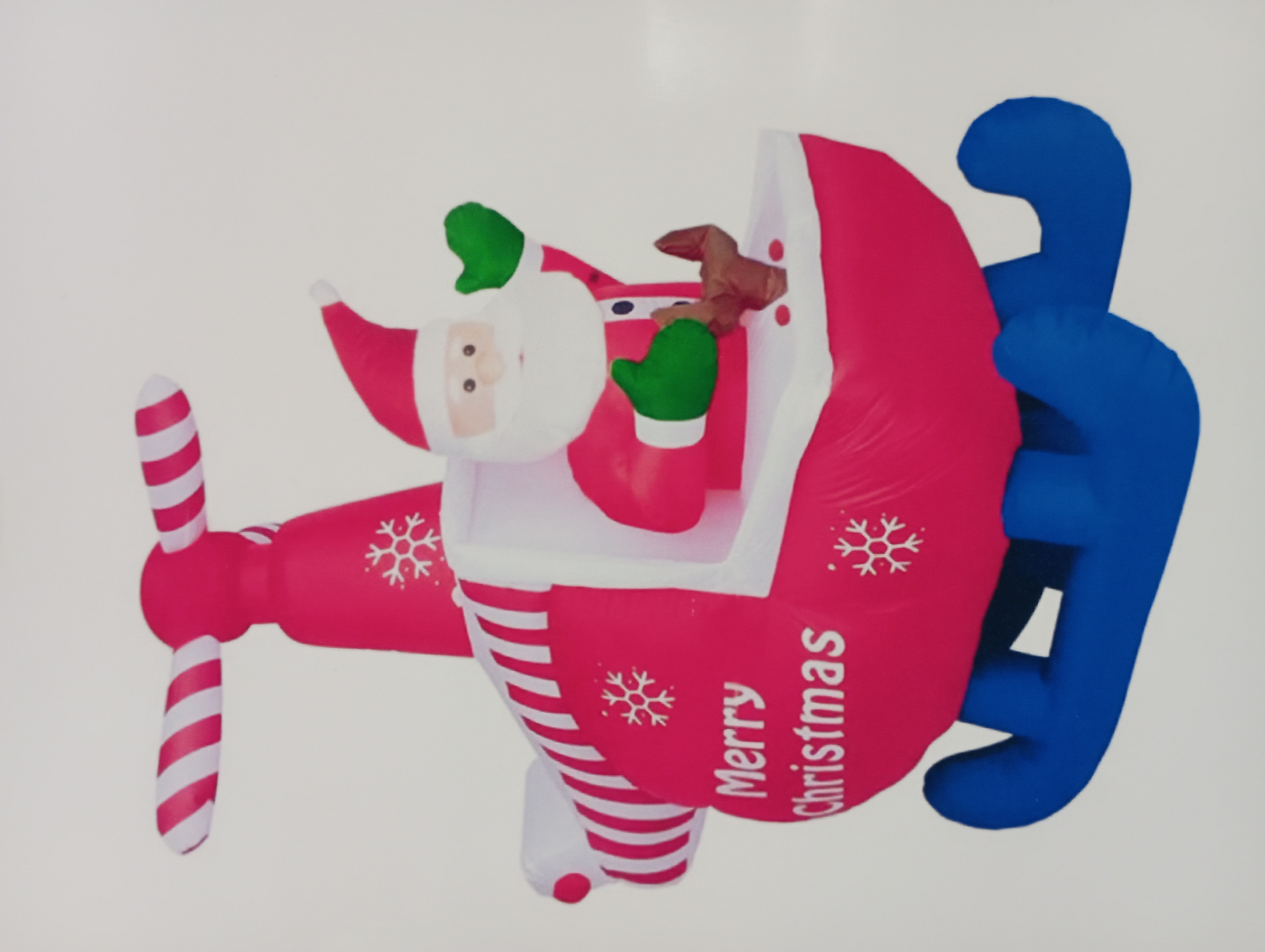 9123 Christmas inflatable mold 1.9-meter Santa Claus flying an airplane Inflatable decoration with a propeller that can rotate Christmas decoration