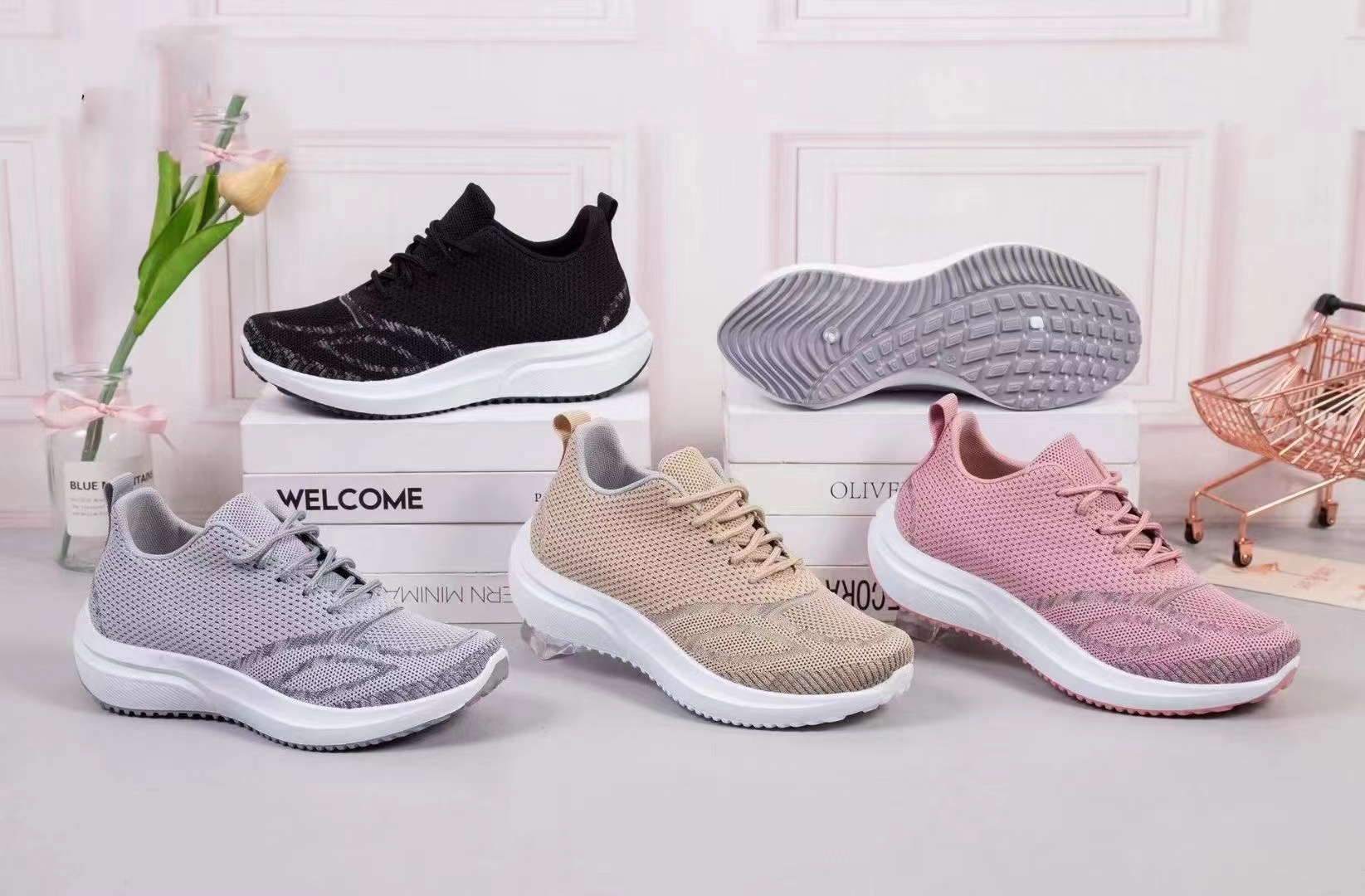 女子2023新款休闲运动鞋女时尚网面鞋飞织透气跑鞋