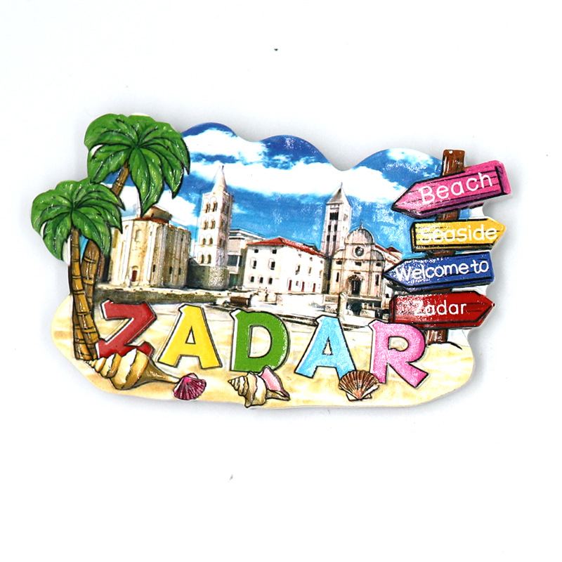 Profesional personalizado comercio exterior exportación croacia resina refrigerador pegatinas europa creativa viajes recuerdos decoración tridimensional 3d magnetic stickers details Picture