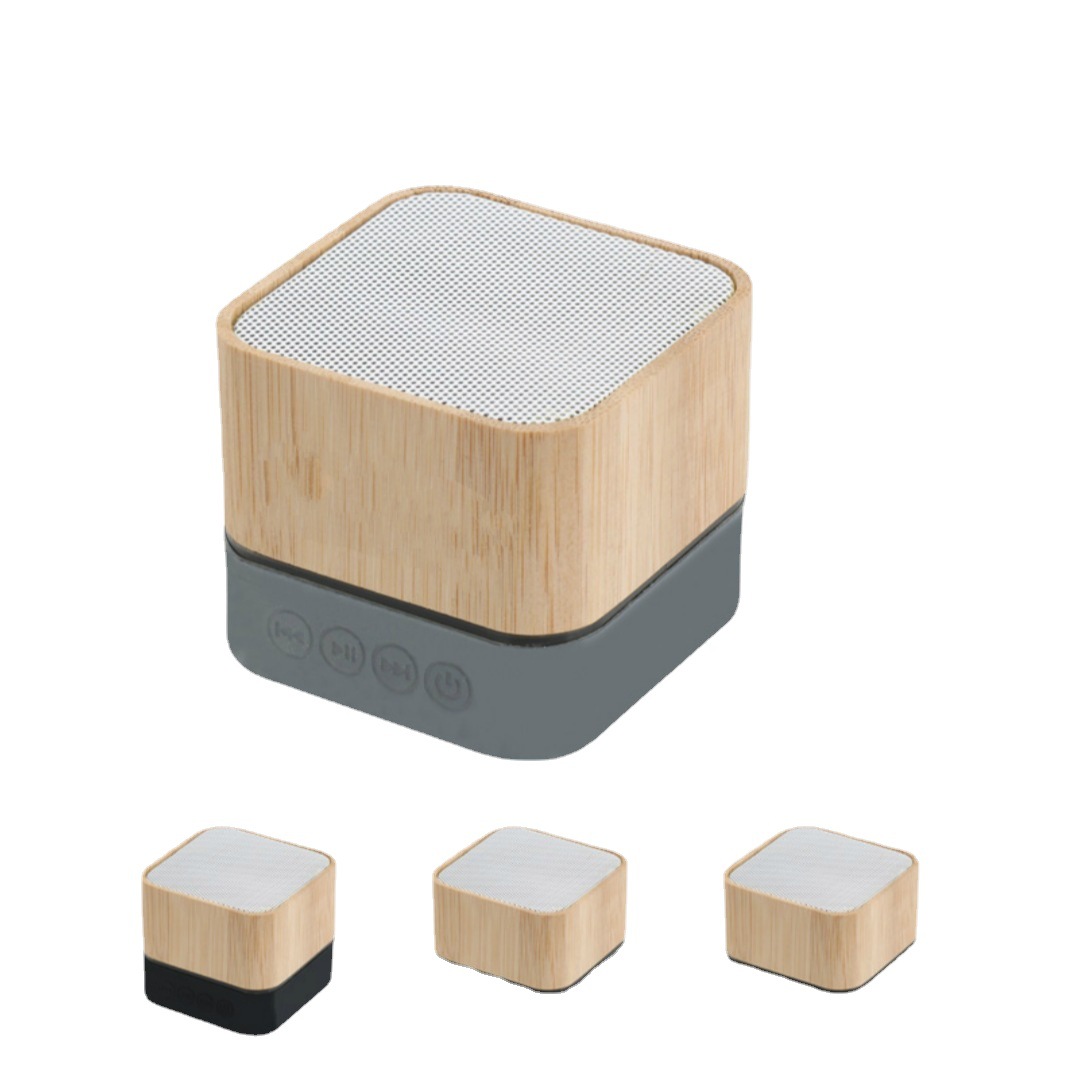 Square bamboo bluetooth speaker portátil al aire libre tarjeta insertada ordenador audio del coche se puede fijar logotipo fuente fábrica Item Picture