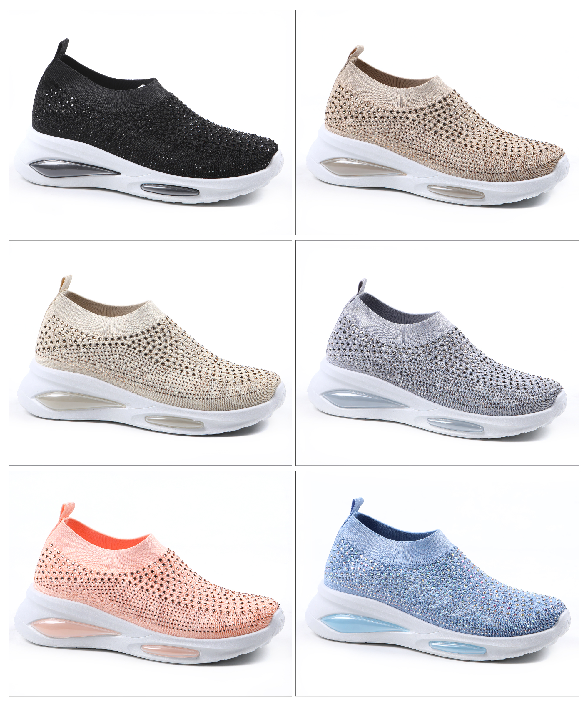 女子2023新款双气垫休闲运动鞋女时尚网面鞋飞织透气跑鞋一脚蹬