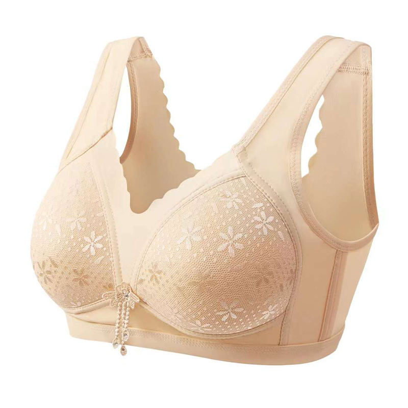Wholesale of thin, large-sized underwear for middle-aged and elderly people, skin-friendly cotton four-breasted bras, and adjustable mother bras Application Scenario