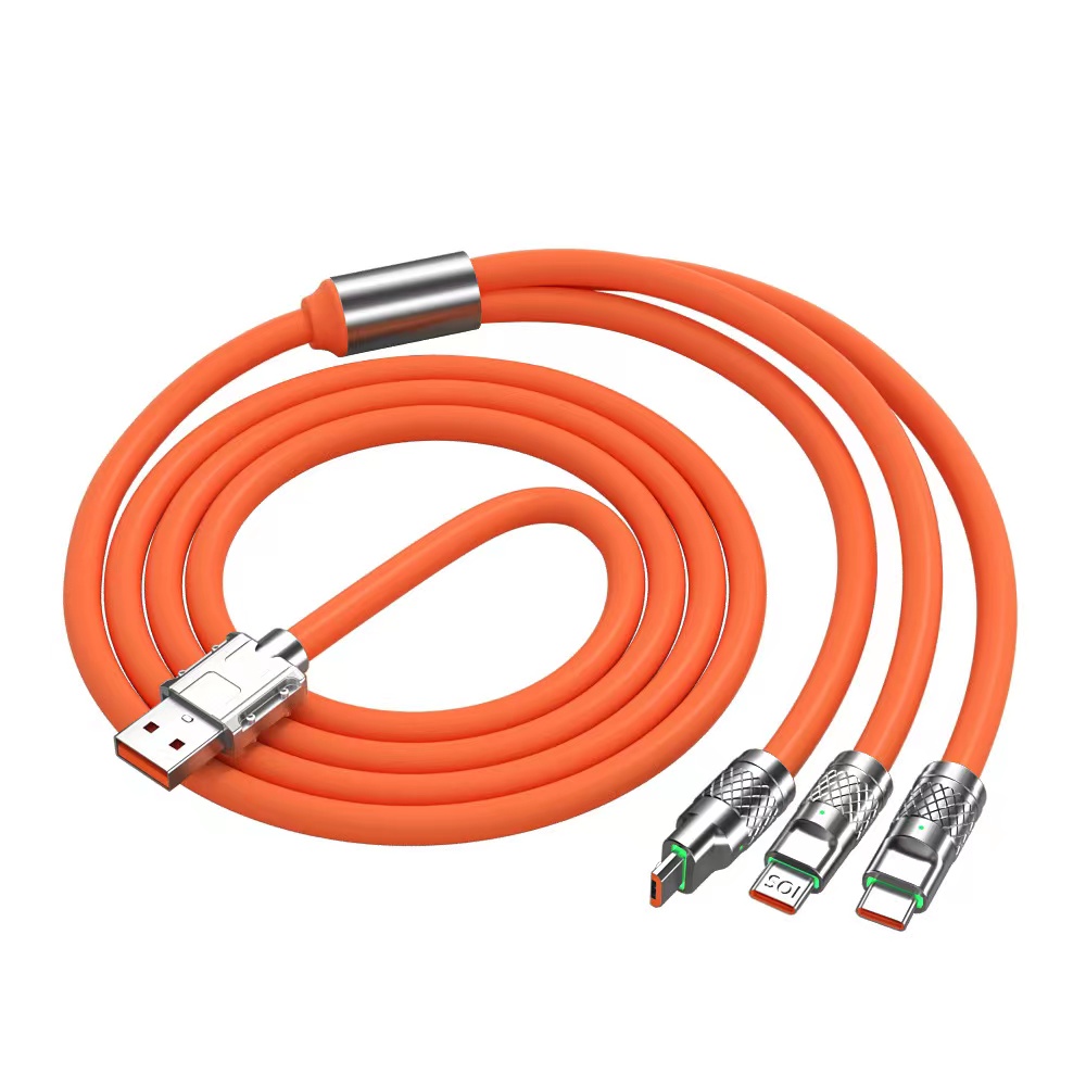 The one-to-three Super fast charging data cable is compatible with the three-in-one charging cables of Apple, Android and Huawei details Picture
