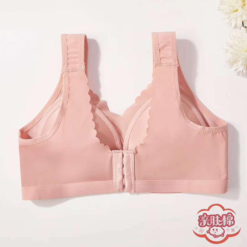 Wholesale of thin, large-sized underwear for middle-aged and elderly people, skin-friendly cotton four-breasted bras, and adjustable mother bras Specification image