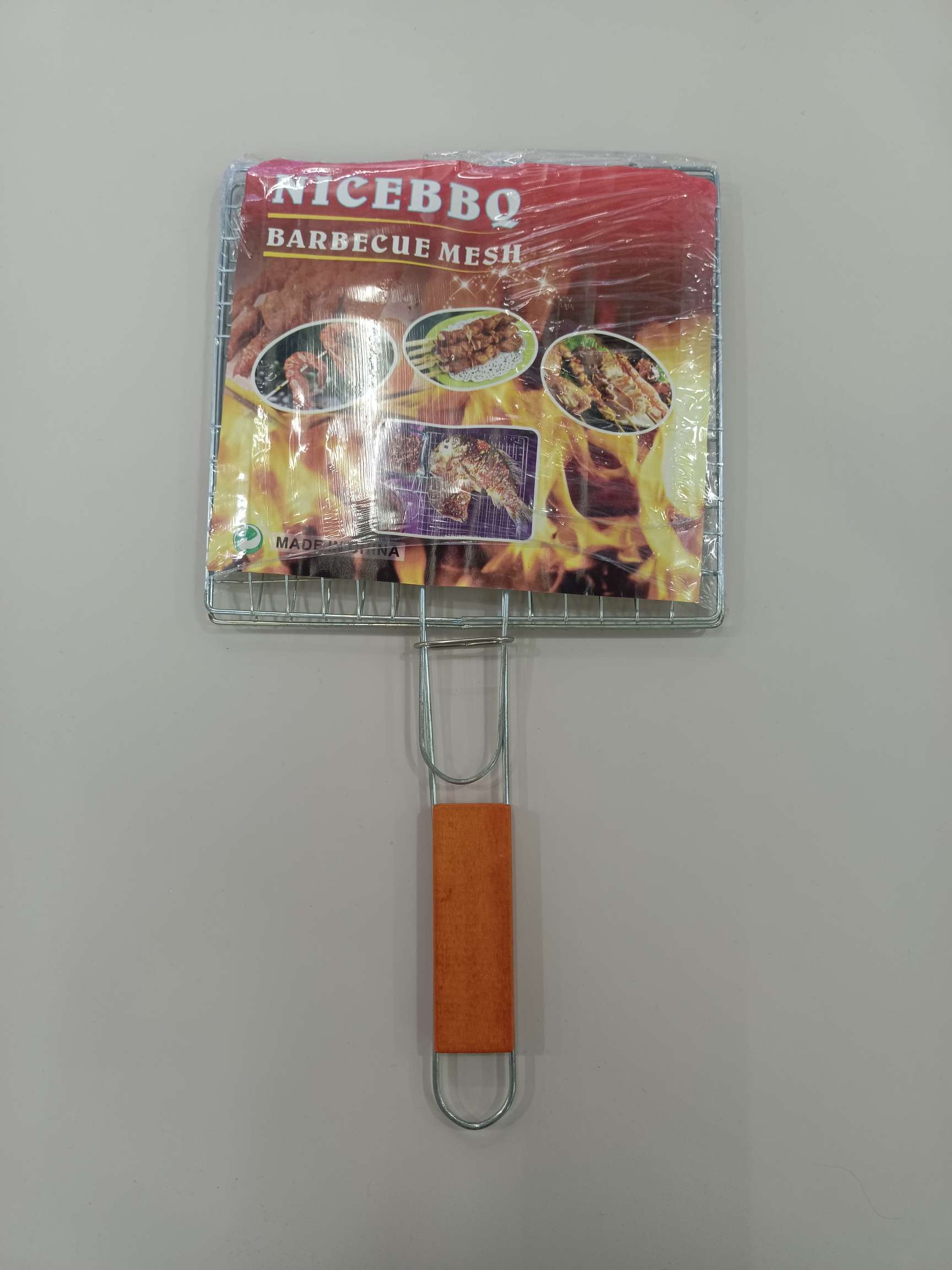 烧烤网夹BBQ木柄单鱼烧烤夹子户外烤鱼夹子烧烤工具工厂批发