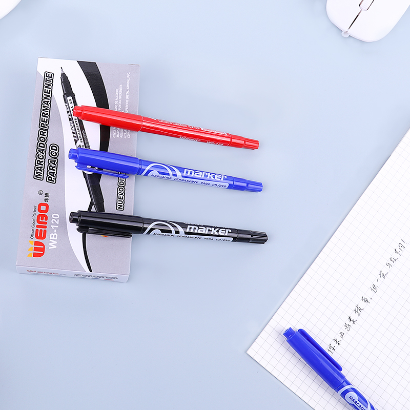 Weibo 3-color double-headed marker pens are portable and easy to carry. They feature fresh colors and smooth liquid dispensing. Factory wholesale