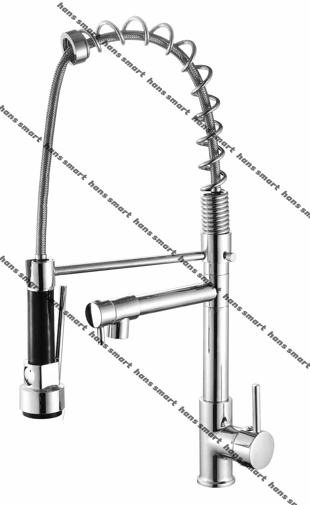 Copper pull-out faucet wrench type spring anti-splash mixed faucet cold and hot vertical kitchen faucet manufacturer
