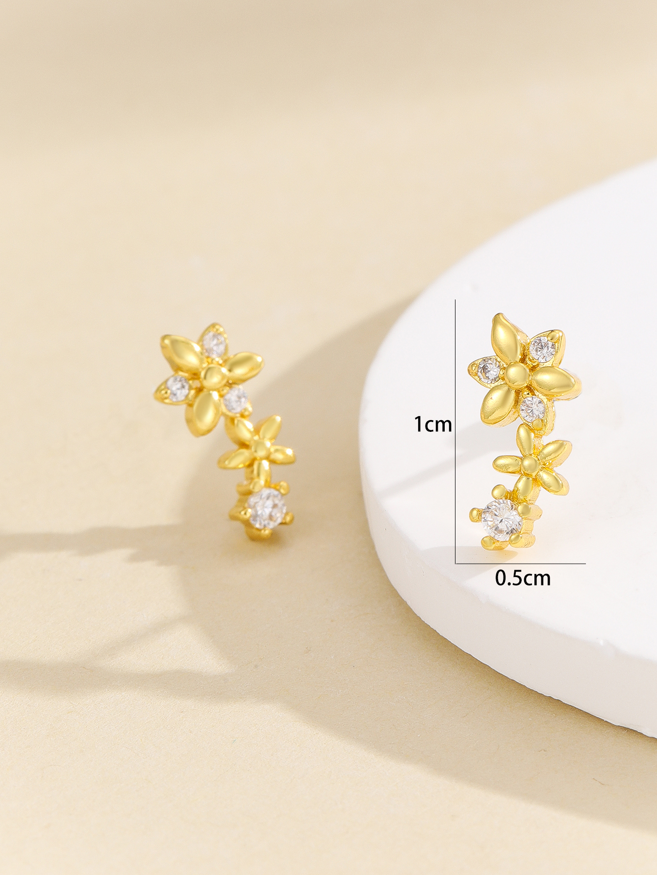 Wholesale of cross-border inS-style popular micro-inlaid zircon stud flower earrings from Europe and America, featuring a simple and fashionable design details Picture