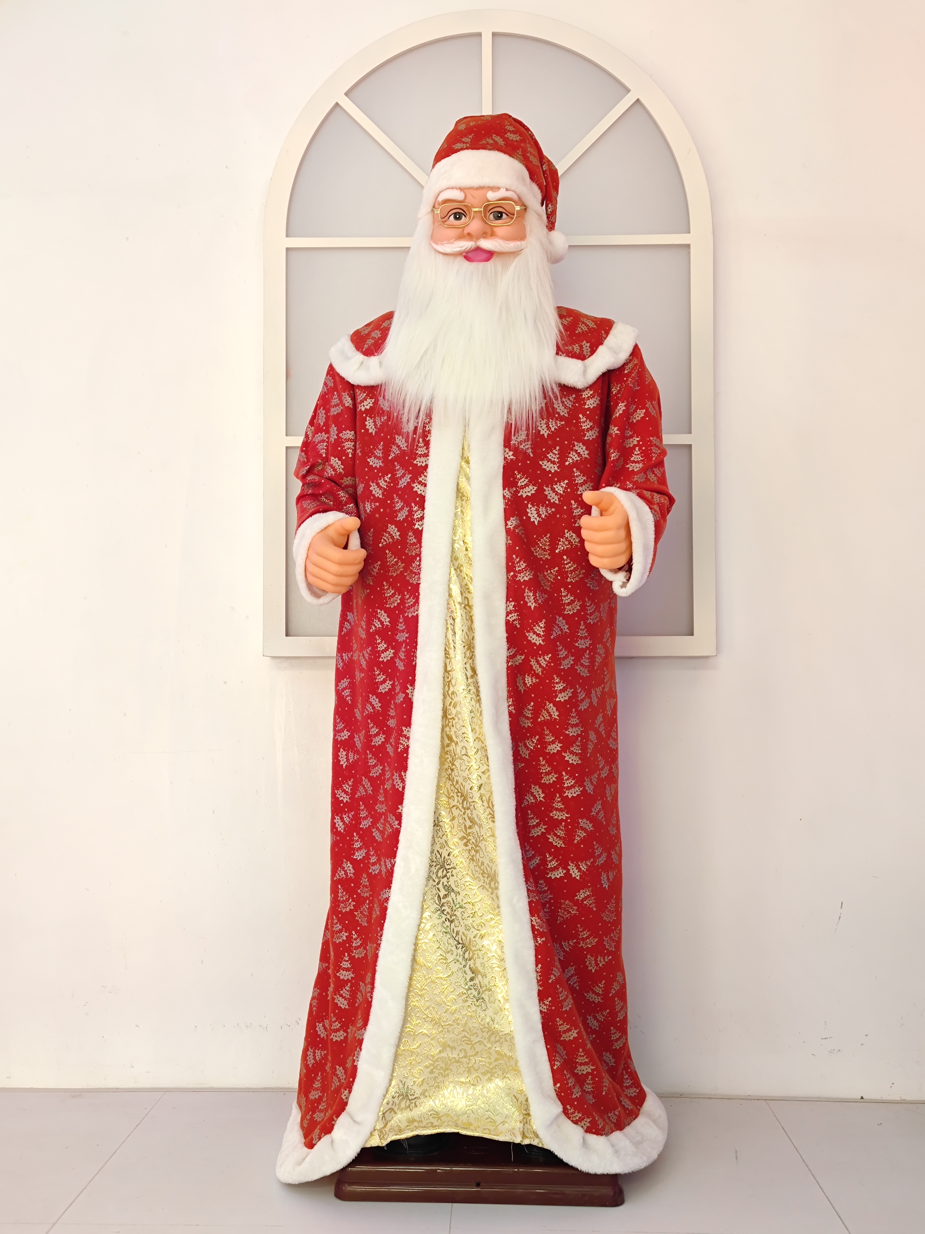 1 9123 Santa Claus pants patrón de árbol de plata túnica dorada fornada bailarina banda de música 1.8 m Santa Claus pants centro comercial hotel bienvenida