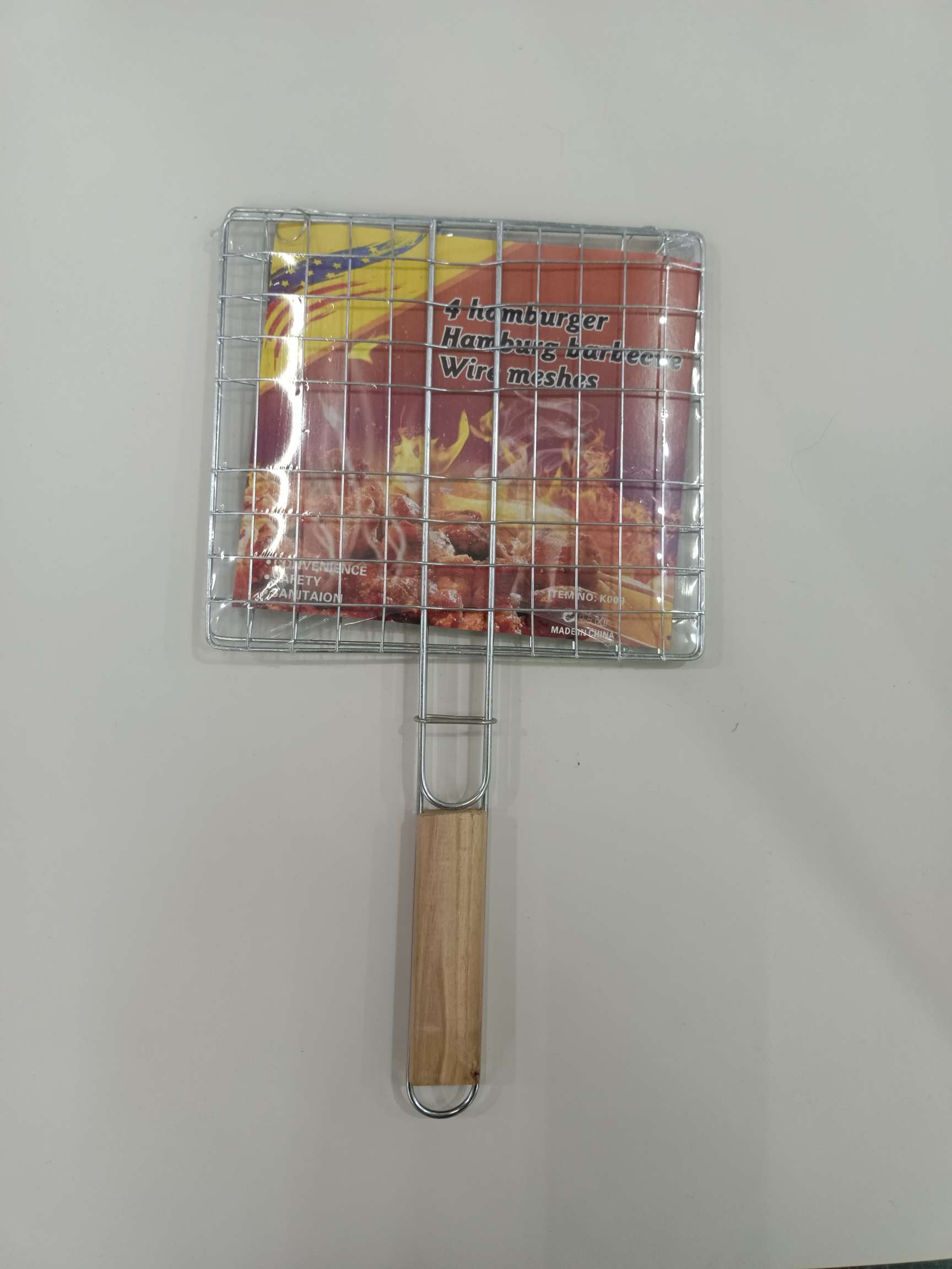 户外烧烤网夹/烧烤工具/加粗木柄细节图